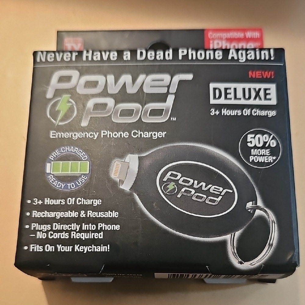 Power Pod NWT Black Emergency Phone Charger